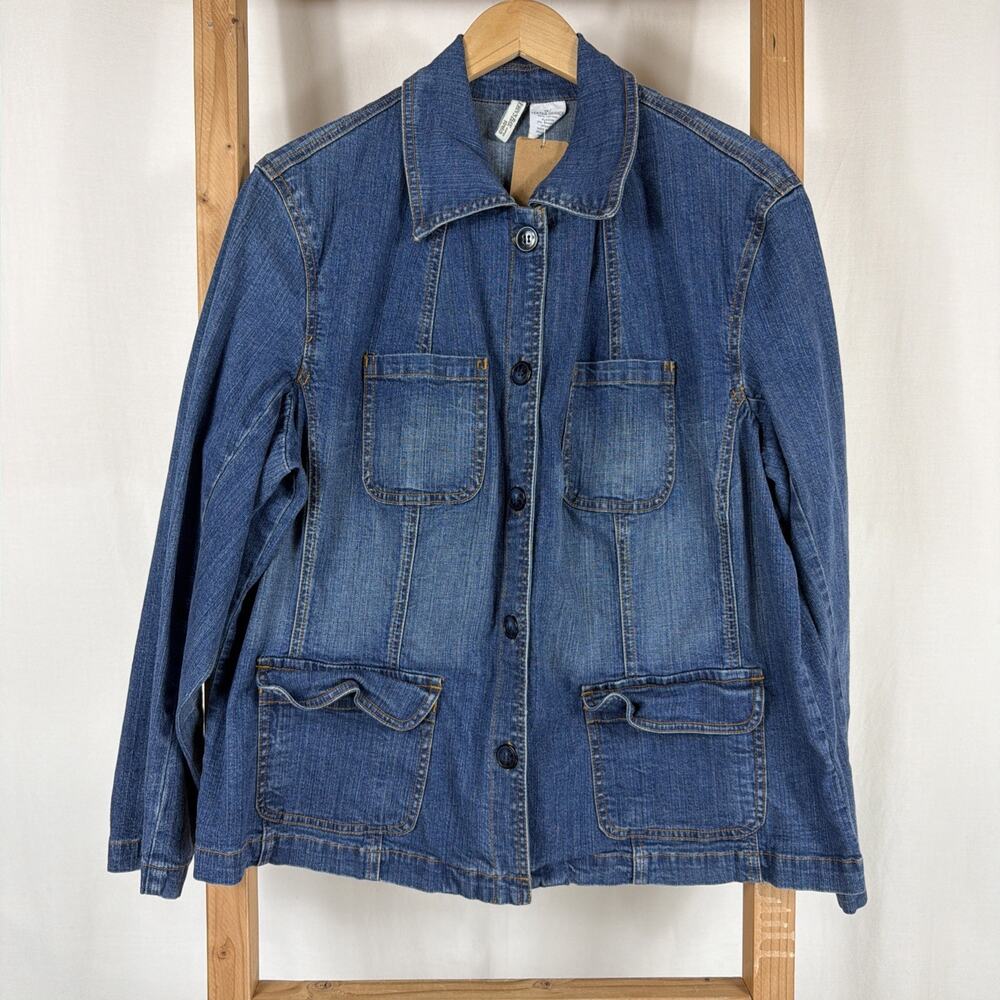 Vintage St. John's Bay Blue Pockets Button Up Denim Jacket #1253 Size 1X